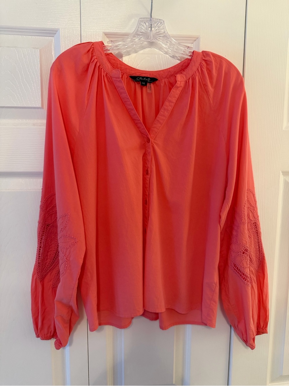 Charlie B Coral Pink Peasant Blouse